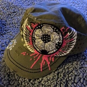 Embellished Soccer Cap with Wing Design